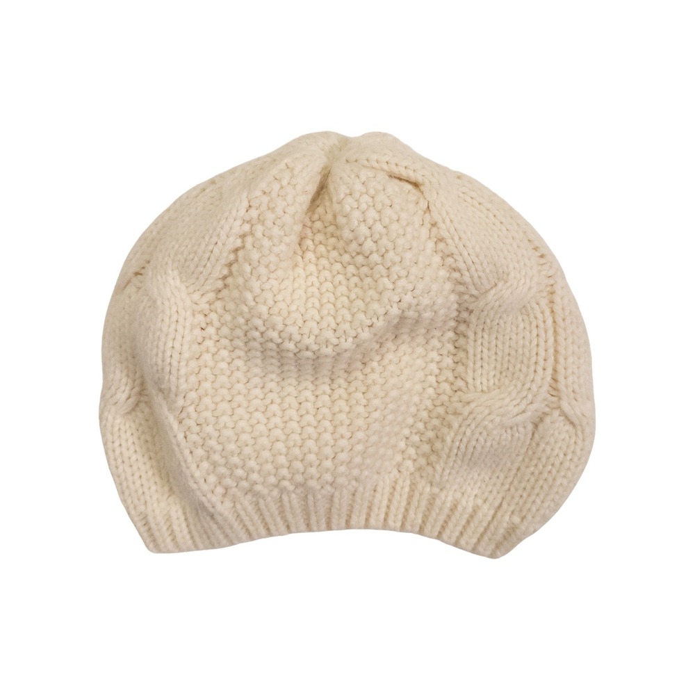 Joe Boxer Beret Winter Hat Womens OS Cream Cable Knit Beanie Snow Ski Chic